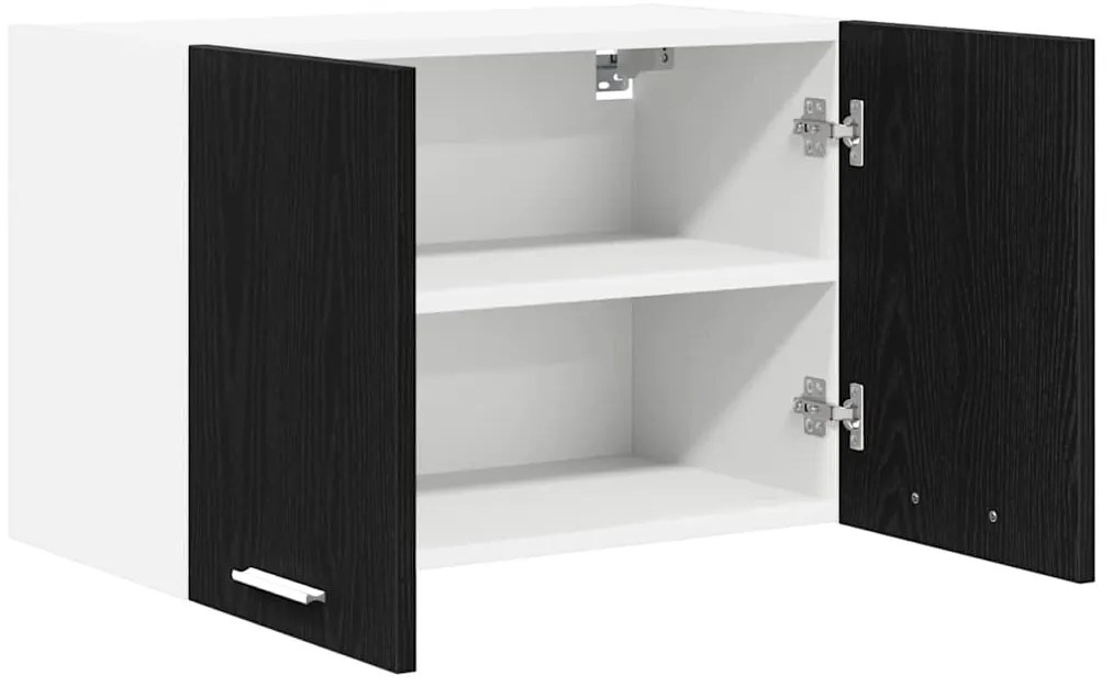 vidaXL Κρεμαστό ντουλάπι με πόρτα Riga 2 pcs Μαύρος Δρυς και Λευκό