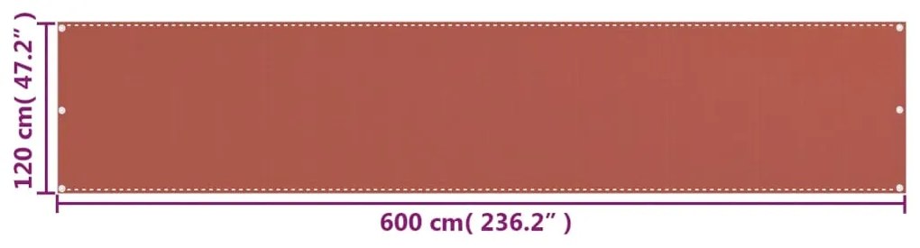 vidaXL Διαχωριστικό Βεράντας Τερακότα 120 x 600 εκ. από HDPE