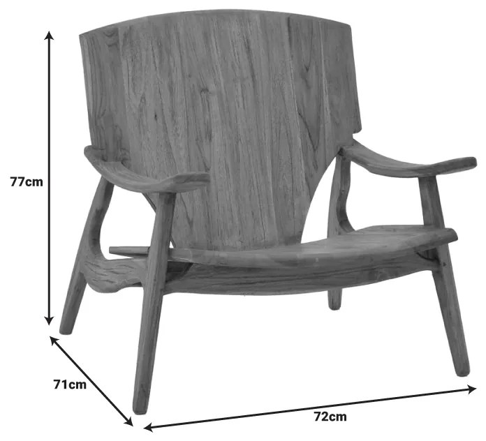 Πολυθρόνα Brazin pakoworld καρυδί teak ξύλο 72x71x77εκ