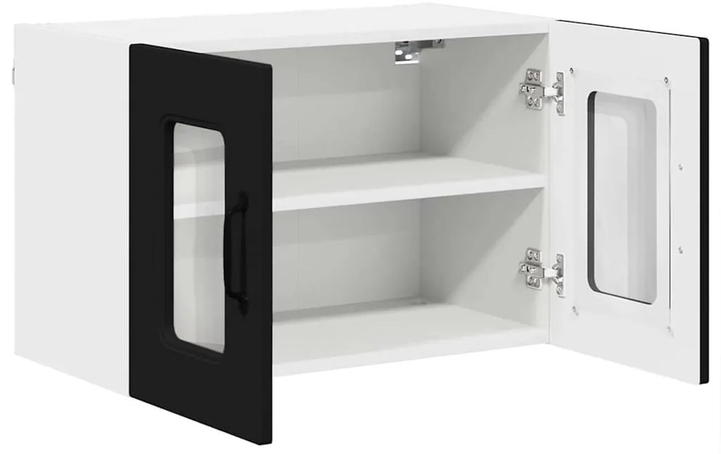 vidaXL Κρεμαστό ντουλάπι κουζίνας με ράφι 2 pcs Μαύρο 60 x 31 x 40 εκ