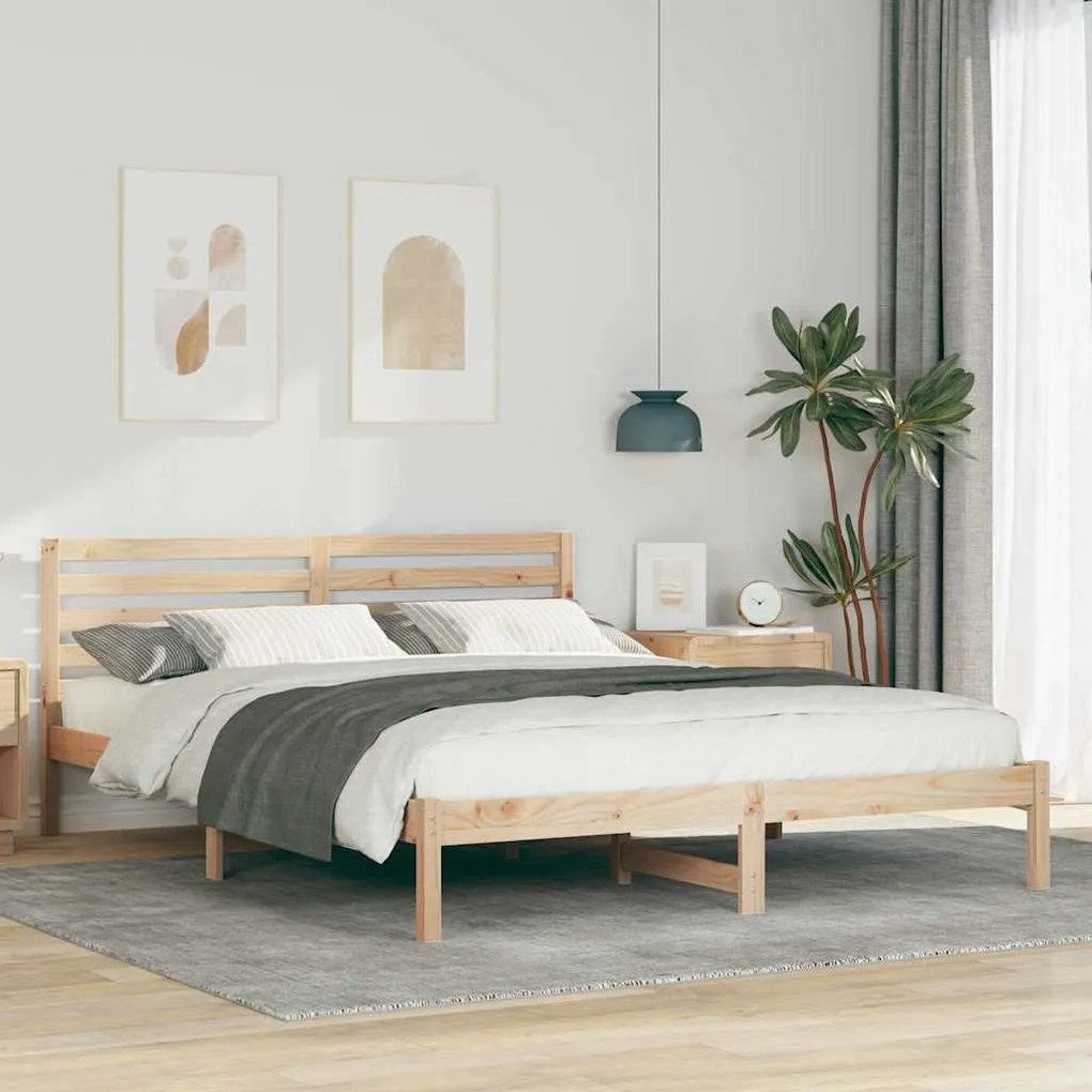 vidaXL Σκελετός Κρεβατιού Καφέ 160 x 210 cm Μασίφ ξύλο πεύκου