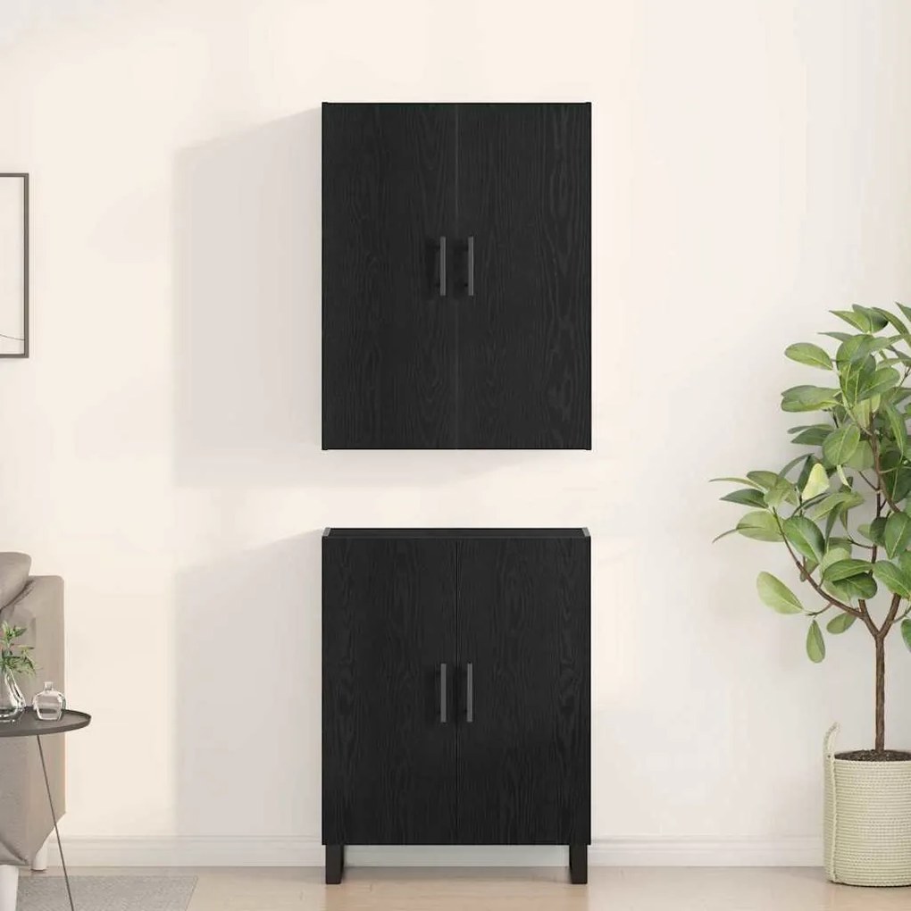 vidaXL Highboard 2 pcs Μαύρη δρυς 69,5 x 34 x 180 εκ.