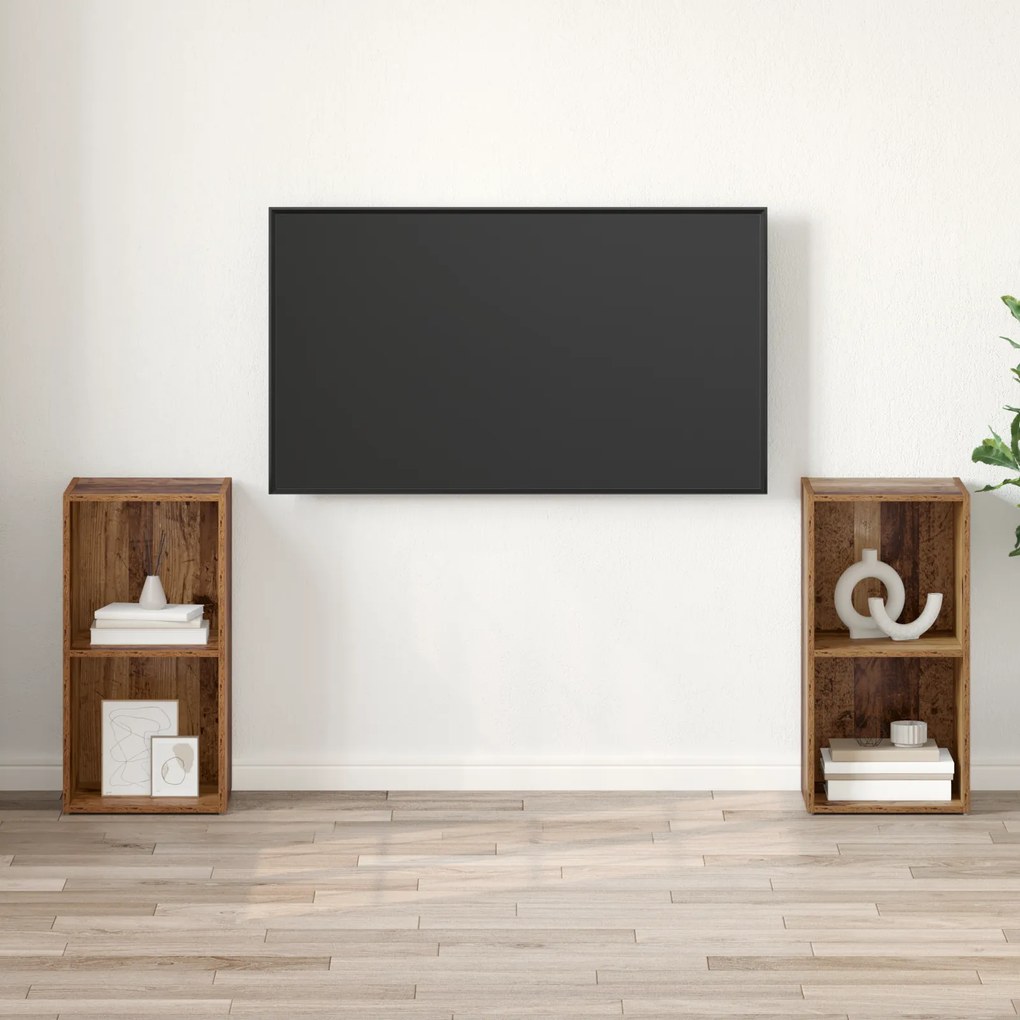 vidaXL Σετ επίπλου τηλεόρασης 2 pcs Παλαιό ξύλο 72 x 35 x 36.5 cm