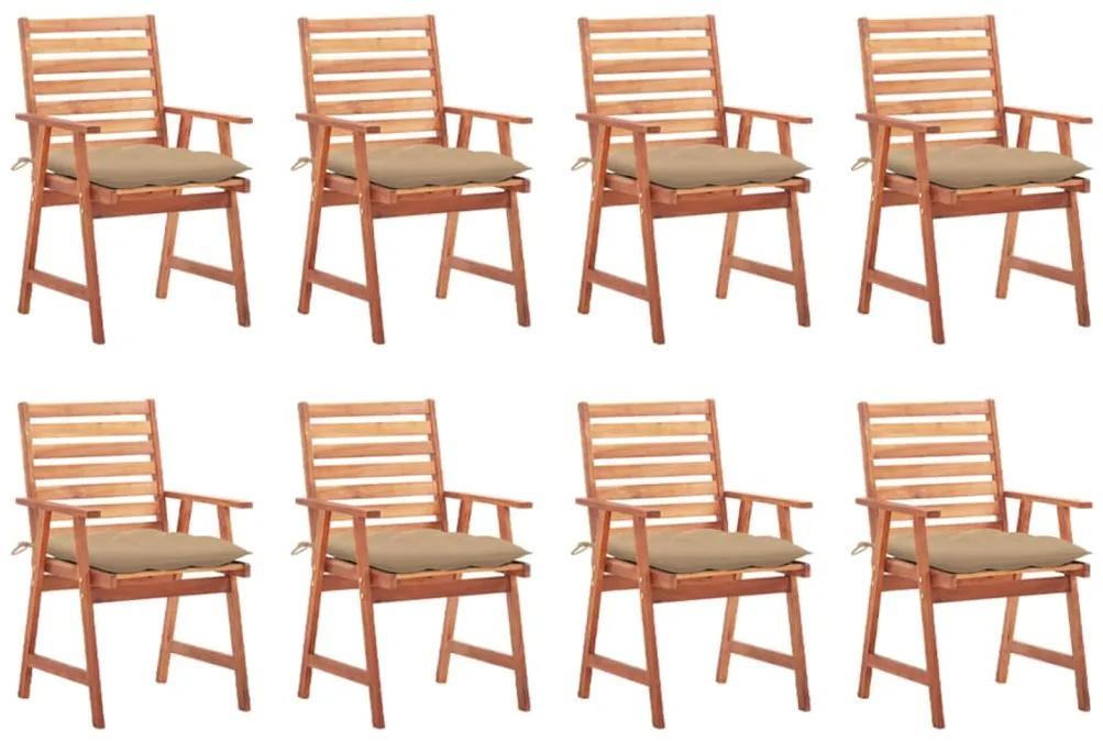Καρέκλες Τραπεζαρίας Εξ. Χώρου 8 τεμ. Ξύλο Ακακίας με Μαξιλάρια
