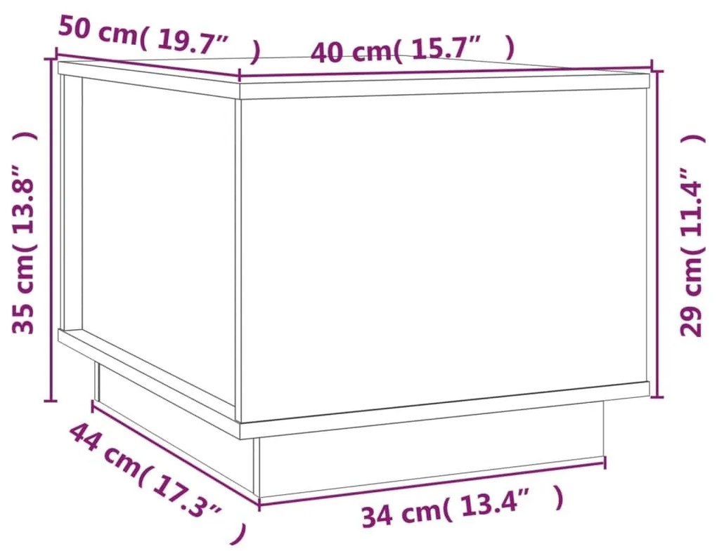 Τραπεζάκι Σαλονιού Μαύρο 40x50x35 εκ. από Μασίφ Ξύλο Πεύκου - Μαύρο