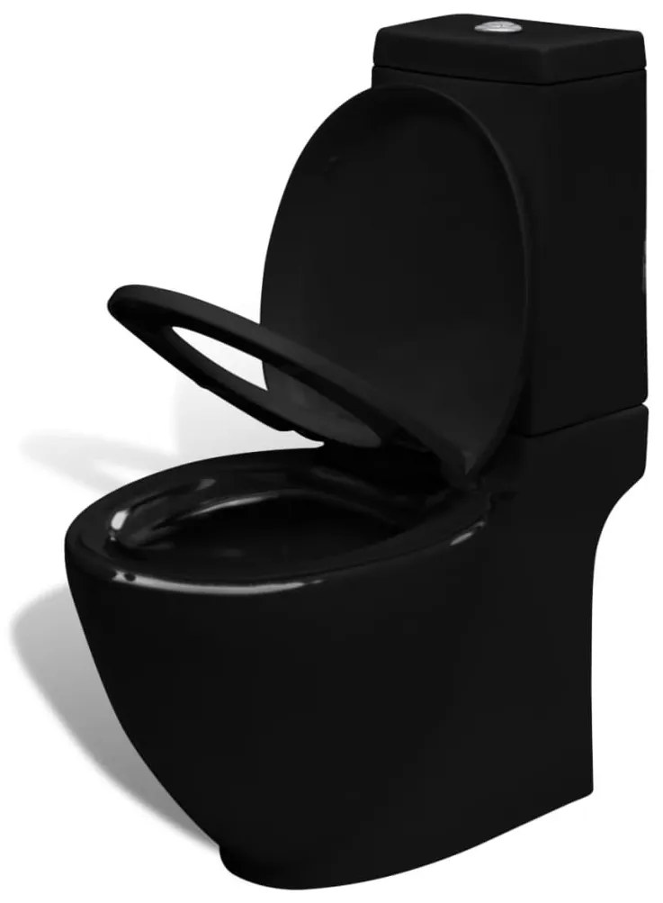 vidaXL Λεκάνη Τουαλέτας Δαπέδου & Μπιντές Σετ Μαύρο Κεραμικό