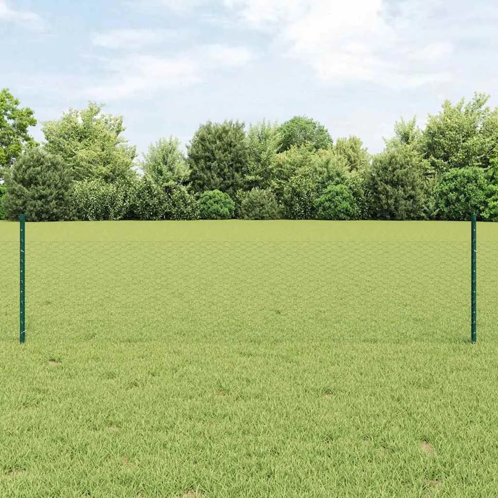 vidaXL Φράκτης με Στυλό Χακί 50x2500 cm Ατσάλι
