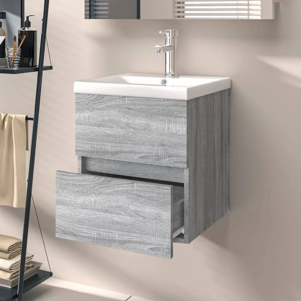 vidaXL Ντουλάπι Νιπτήρα Grey Sonoma 41 x 38,5 x 45 εκ. Επεξεργ. Ξύλο