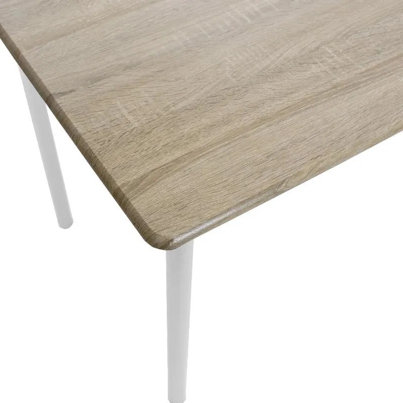 Σετ Τραπεζαρίας Roza 5τμχ χρώμα Sonoma - πόδια Λευκό Gloss 120x70x75εκ. 120x70x75 εκ.