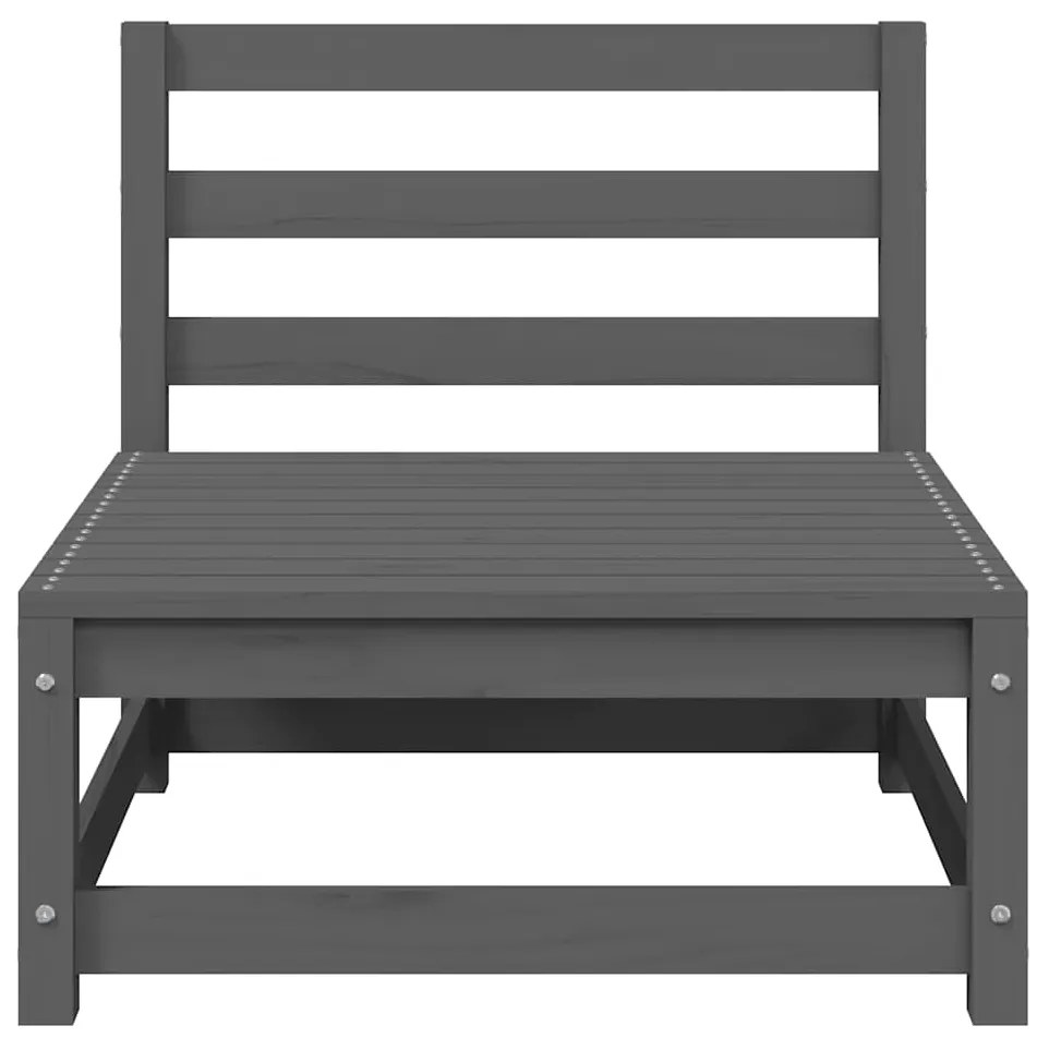 vidaXL Καναπέδες Κήπου Μεσ. 2 τεμ. Γκρι Μασίφ Ξύλο Πεύκου με Μαξιλάρια