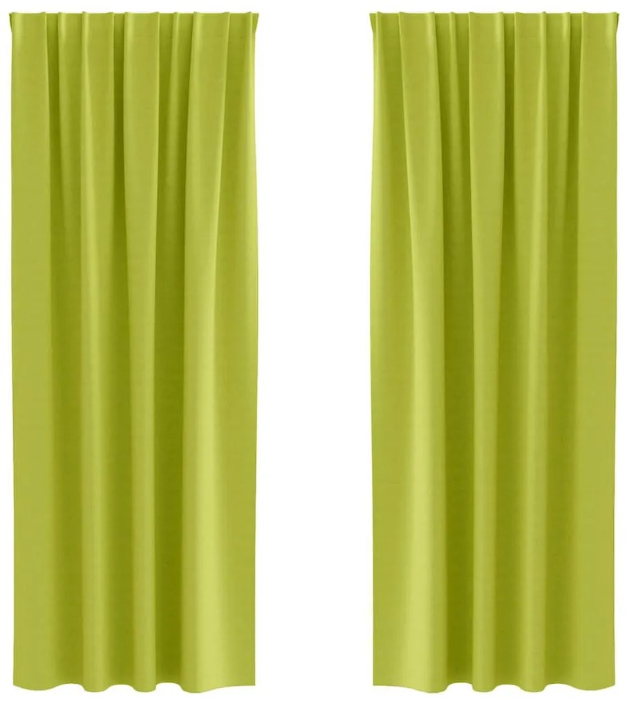 vidaXL Κουρτίνες με κουρτίνες 2 pcs Λαχανί 245x140εκ. Πολυεστέρας