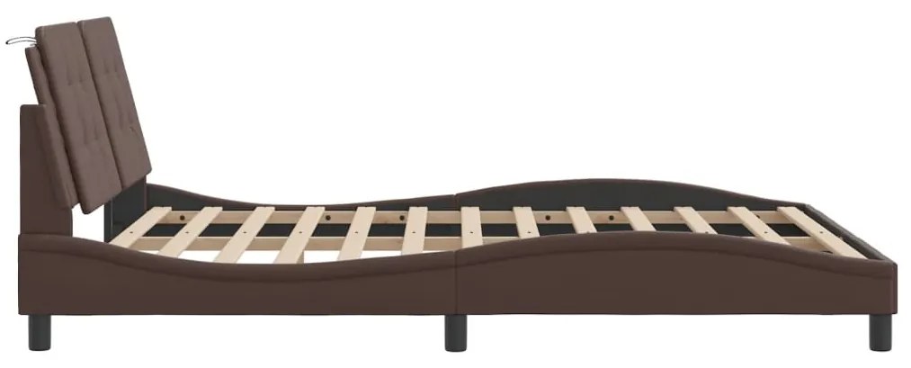 vidaXL Σκελετός Κρεβατιού Χωρίς Στρώμα Zadar Καφέ 160x200 εκ. Συνθετικό Δέρμα