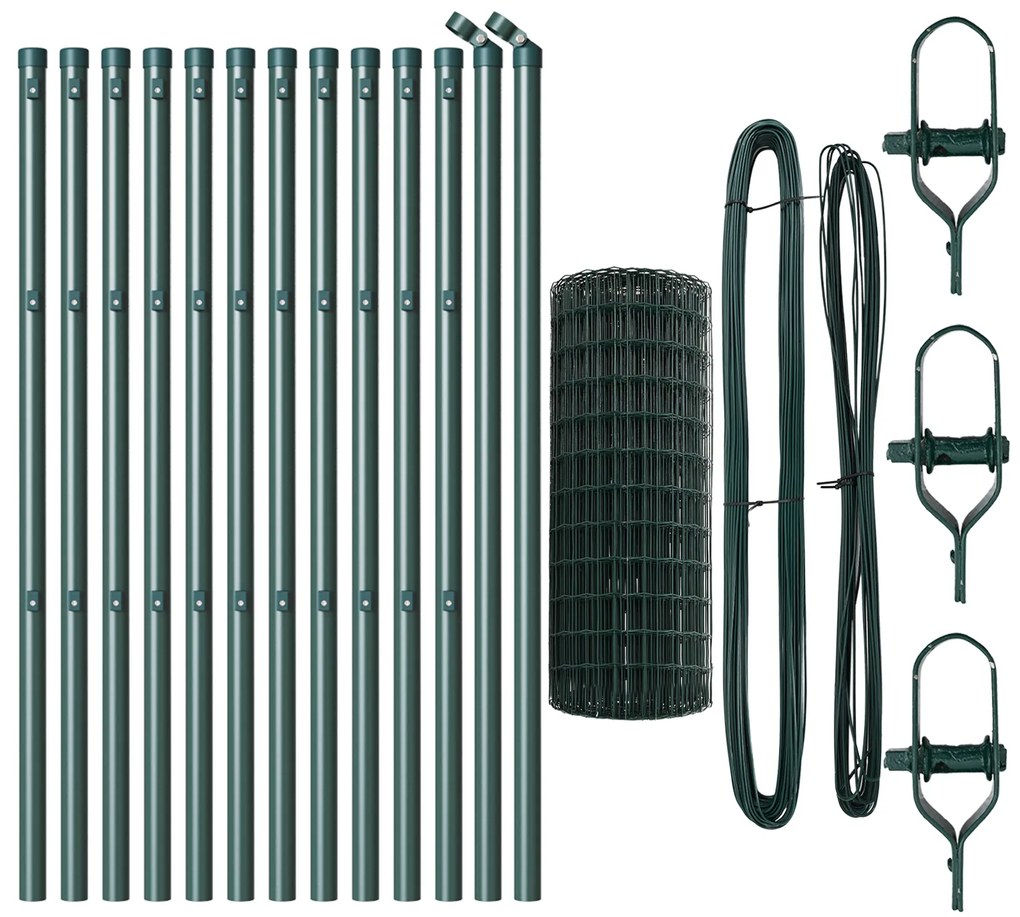 vidaXL Euro Fence Με 13 Πόλους 0.6x25 μ Γαλβανισμένος Χάλυβας Πράσινος