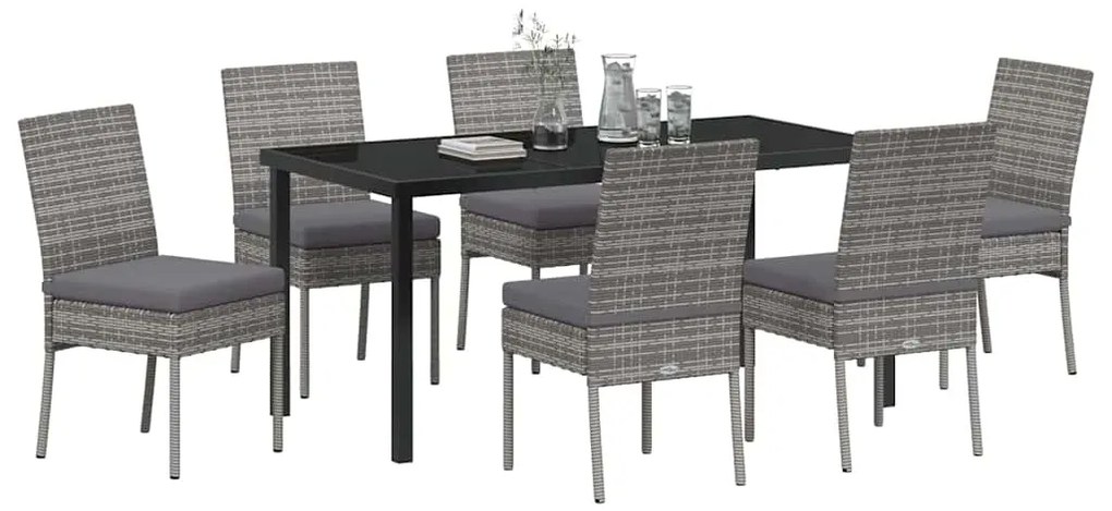 vidaXL Σέτ φαγητού για κήπο 7 pcs Γκρι Χάλυβας με επίστρωση πούδρας