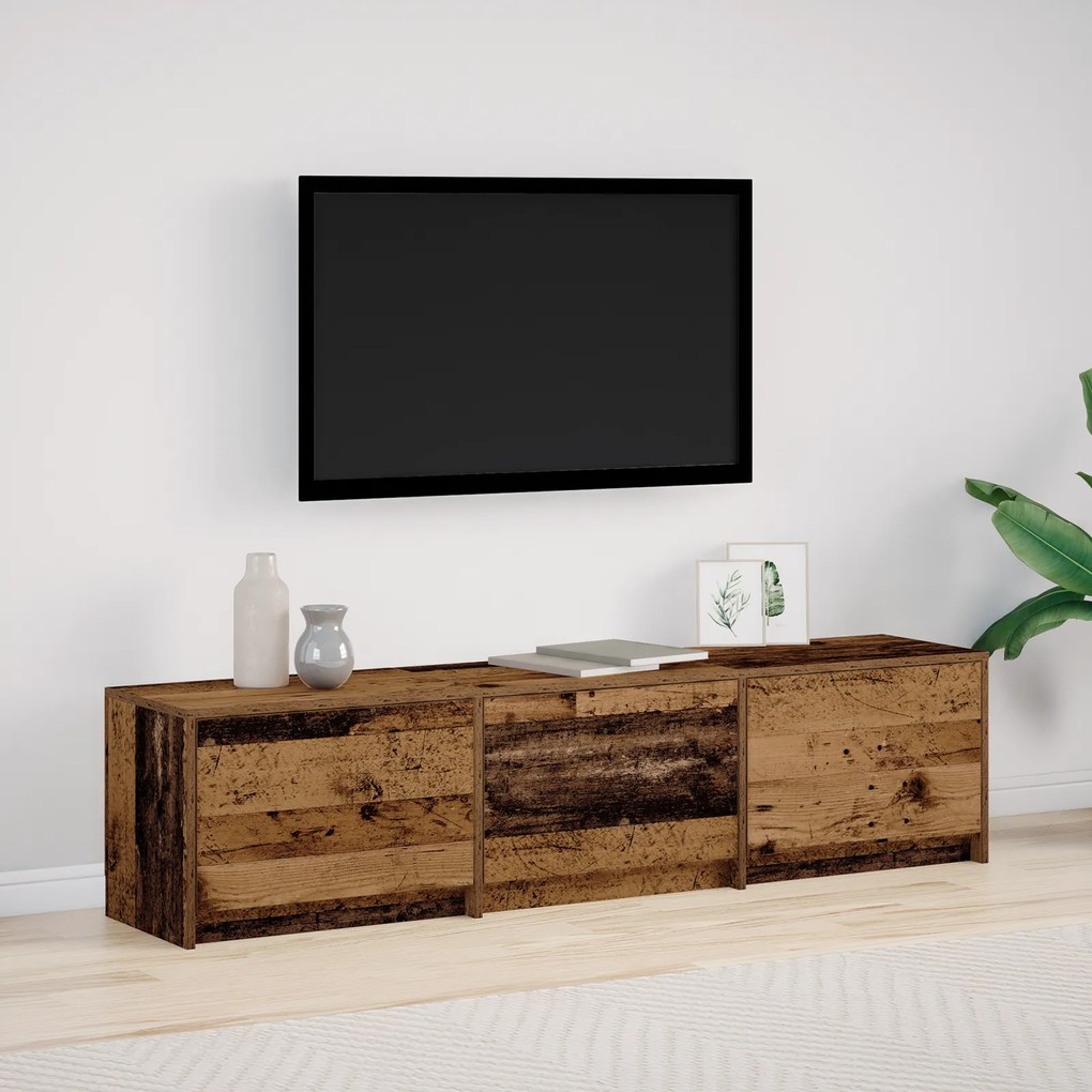 vidaXL Ντουλάπι τηλεόρασης με LED Παλιό ξύλο 162.5x34x40 εκ. Μηχανικά ξύλου