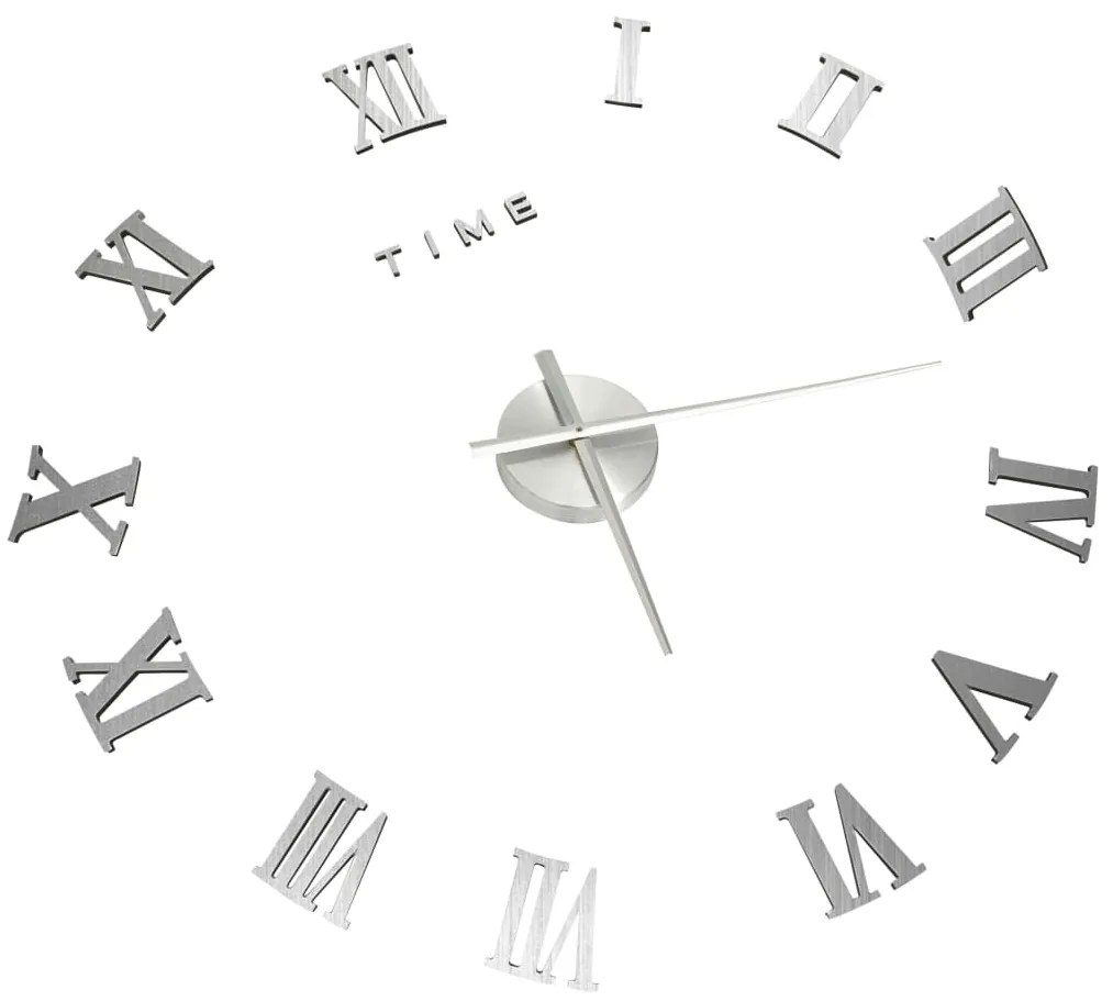 vidaXL Ρολόι Τοίχου Τρισδιάστατο Μοντέρνο Ασημί 100 εκ. XXL