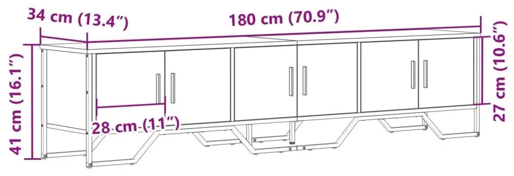 Έπιπλο Τηλεόρασης Sonoma Δρυς 180x34x41 εκ. Επεξεργασμένο Ξύλο - Καφέ