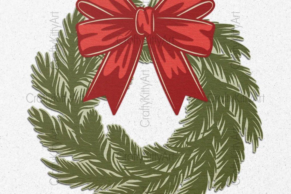 Σετ των 2 Intra απο ξύλο plywood 3mm-4mm πάχος - Χριστουγεννιάτικο στεφάνι 3D Lasercut & Papercut Δίασταση 30x20 cm INTRAFABR-108873904