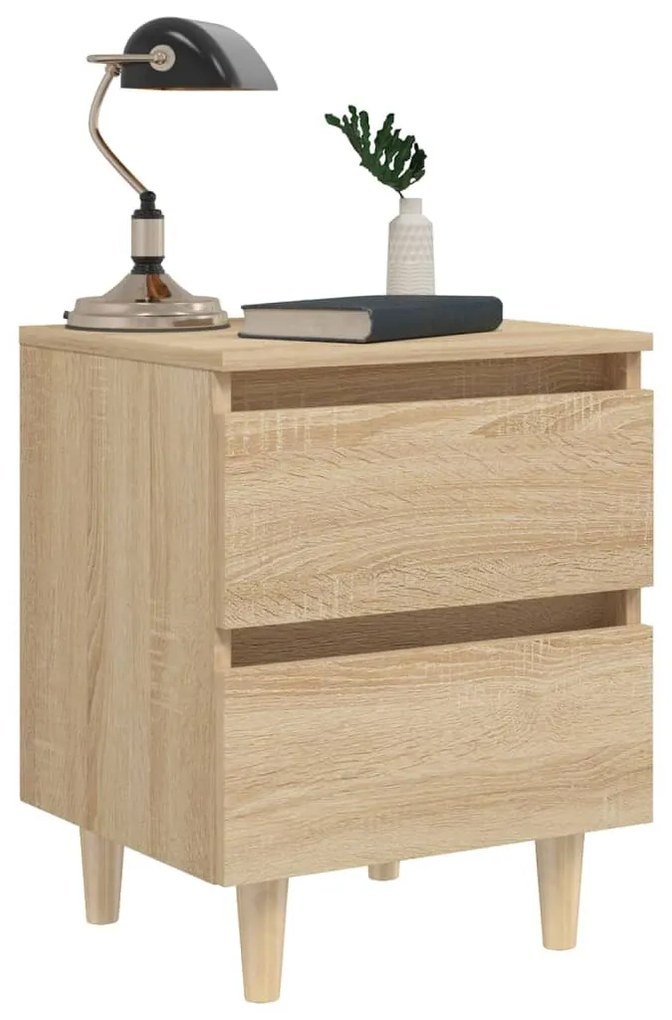 vidaXL Κομοδίνο Sonoma Δρυς 40x35x50εκ. με Πόδια από Μασίφ Ξύλο Πεύκου