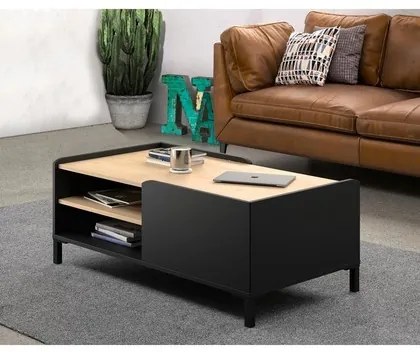 Epiplo World  Amsterdam τραπεζάκι σαλονιού 106x60x42εκ. Natural chestnut Black BEST-15336202
