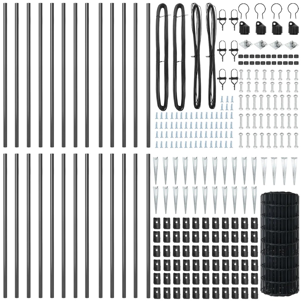 vidaXL Euro Fence με 13 στήλες φράχτη 0.4x50 μ. Γαλβανισμένο μέταλλο Γκρι