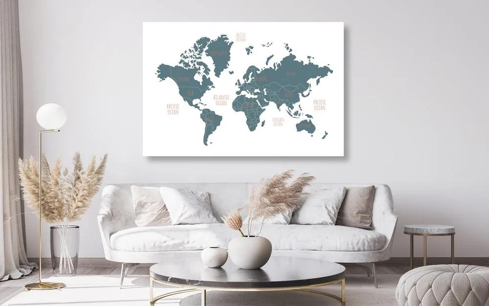 Εικόνα στο φελλό ενός σύγχρονου παγκόσμιου χάρτη - 120x80