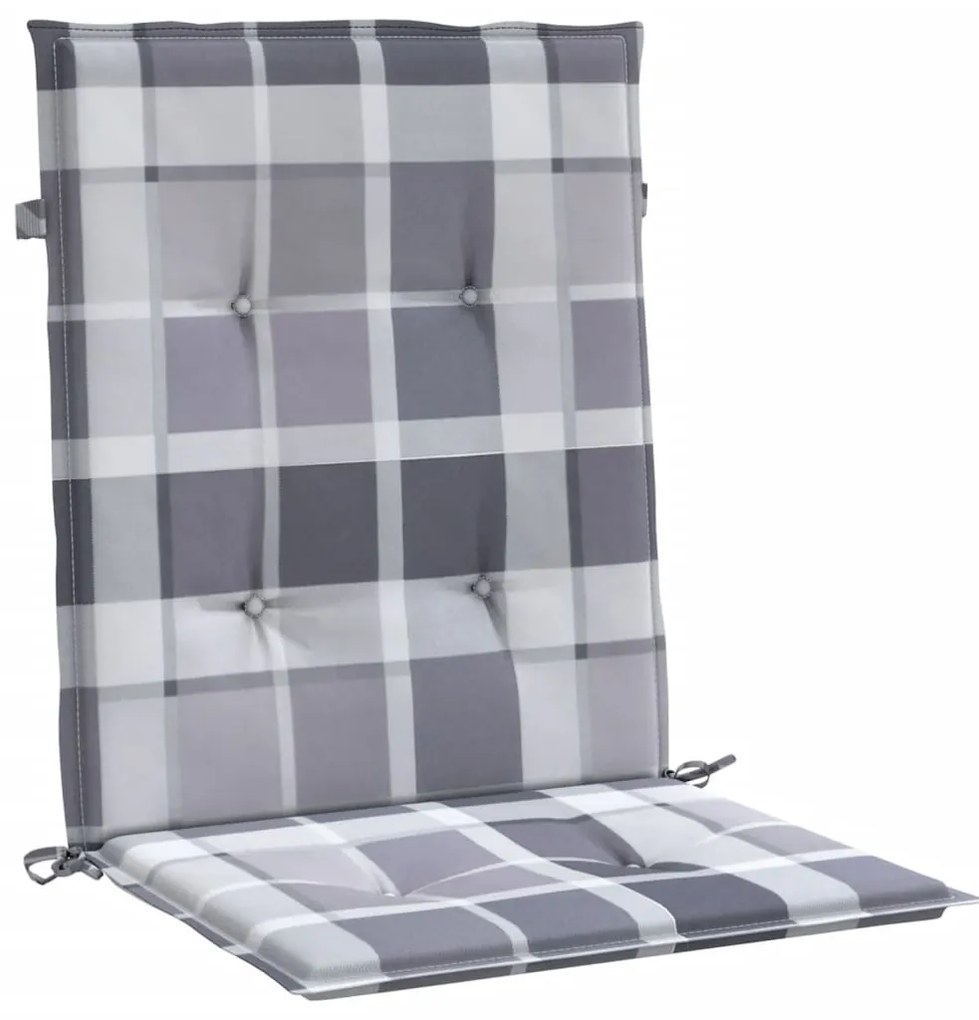 vidaXL Μαξιλάρια Καρέκλας Κήπου Πλάτη 2τεμ Γκρι Καρό 100x50x3εκ Oxford