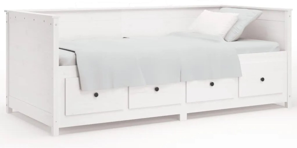 vidaXL Κρεβάτι ημέρας χωρίς στρώμα Λευκό 100x200 cm Στερεό ξύλο πεύκο