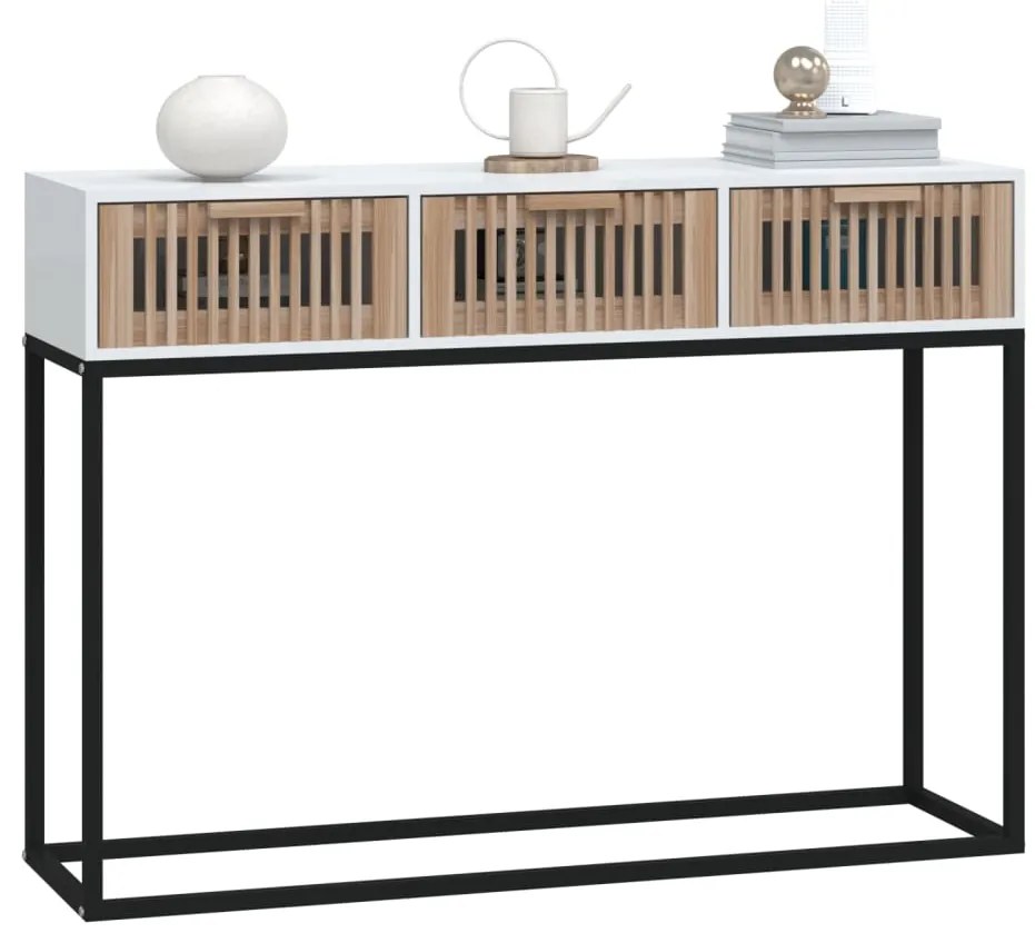 vidaXL Τραπέζι Κονσόλα Λευκό 105x30x75 εκ. Επεξεργασμένο Ξύλο / Σίδερο