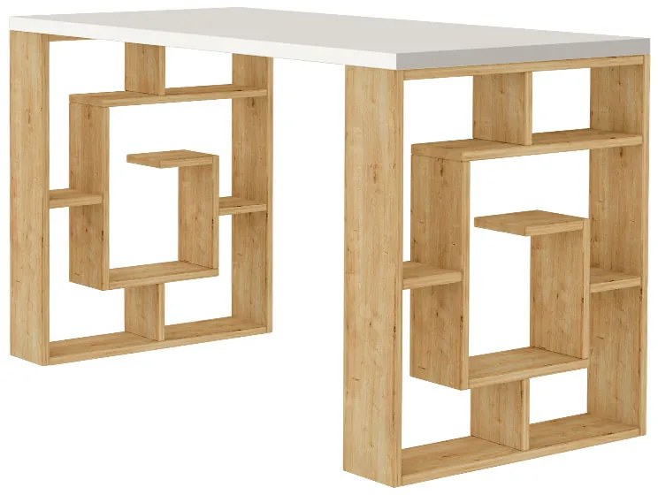 Γραφείο εργασίας Labirent Megapap χρώμα sapphire oak - λευκό 140x60x75εκ