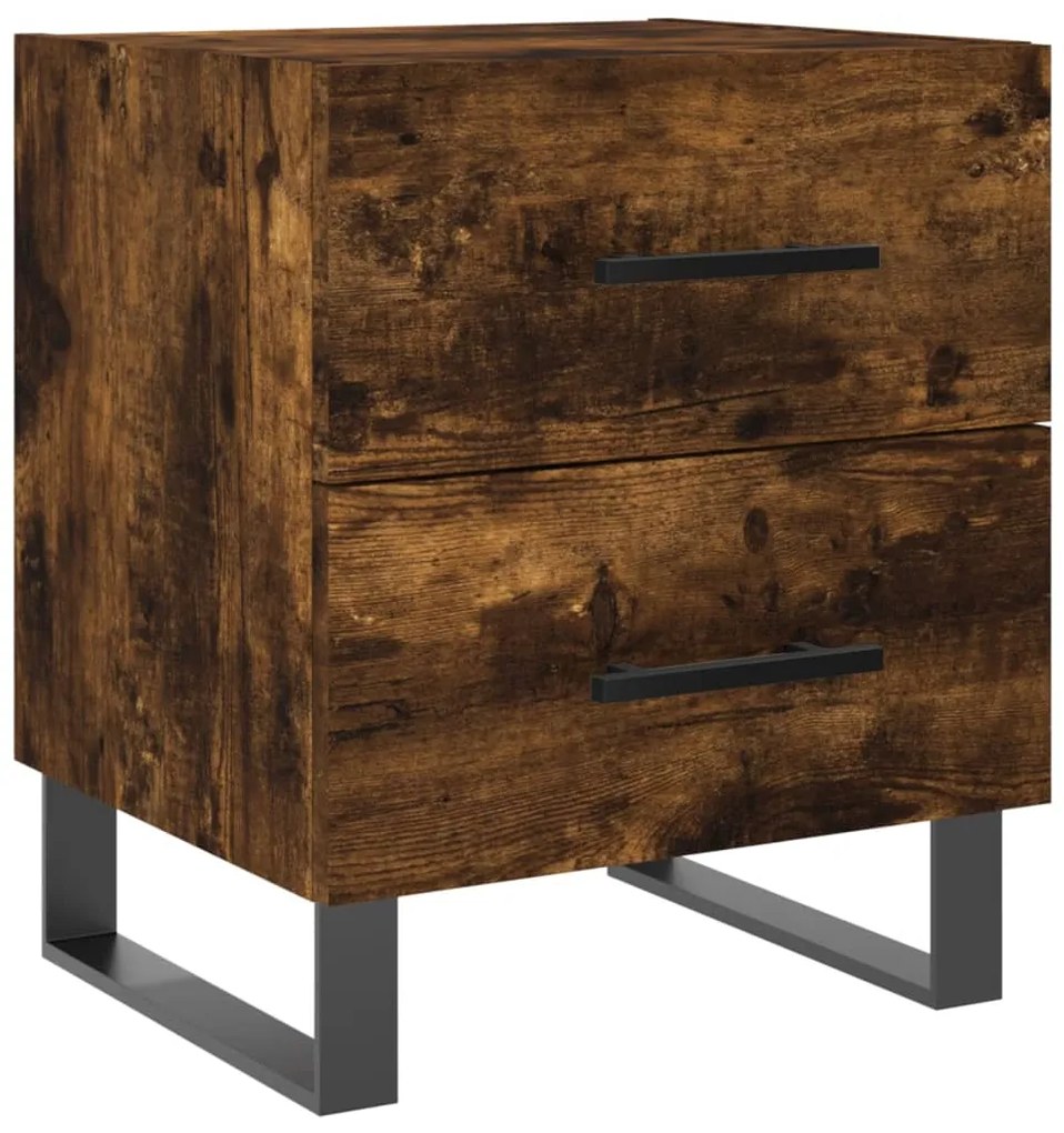 vidaXL Κομοδίνα 2 τεμ. Καπνιστή Δρυς 40 x 35 x 47,5 εκ. Επεξεργ. Ξύλο