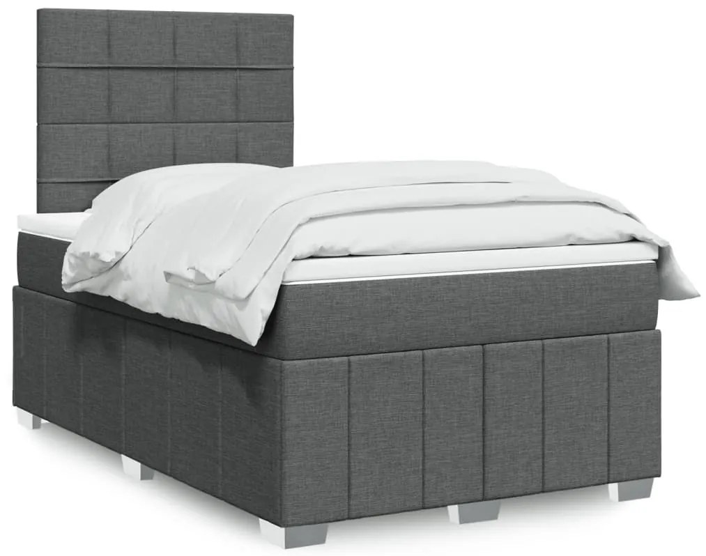 ΚΡΕΒΑΤΙ BOXSPRING ΜΕ ΣΤΡΩΜΑ ΣΚΟΥΡΟ ΓΚΡΙ 120X200 ΕΚ. ΥΦΑΣΜΑΤΙΝΟ 3291636