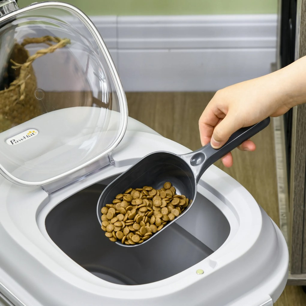 PawHut Δοχείο τροφής για σκύλους, αναδιπλούμενο, έως 25 kg, με αξεσουάρ, 44x32x37cm, Γκρι