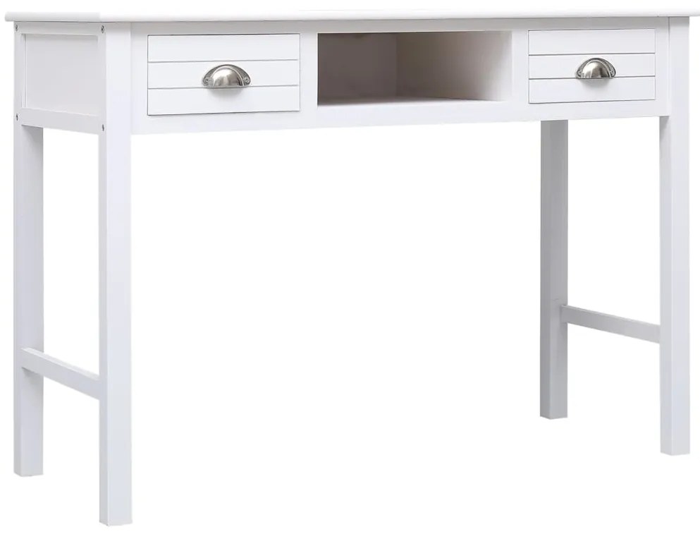 vidaXL Γραφείο Λευκό 108 x 45 x 76 εκ. από Μασίφ Ξύλο Παυλώνιας