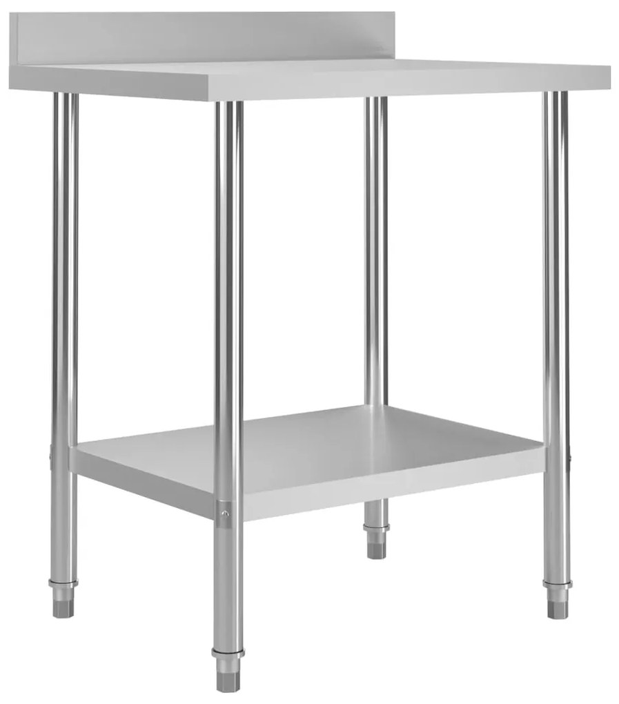 vidaXL Πάγκος Εργασίας Κουζίνας με Πλάτη 80x60x93 εκ. Ανοξείδ. Ατσάλι