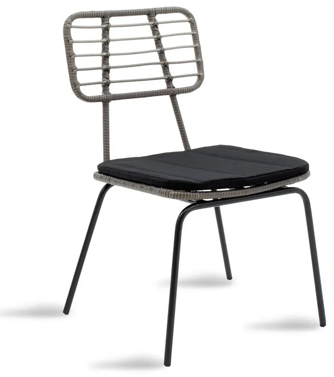 Καρέκλα Naoki pakoworld μέταλλο μαύρο-pe γκρι Model: 140-000014