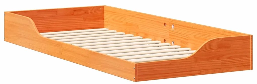 vidaXL Κρεβάτι δαπέδου Καφέ κεριού 80 x 210 cm Μασίφ ξύλο πεύκου