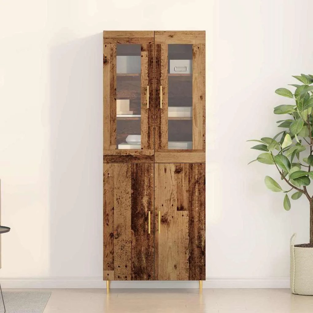 vidaXL Highboard Επιτοίχιο 2 pcs Παλαιό ξύλο 69.5 x 34 x 180 εκ.