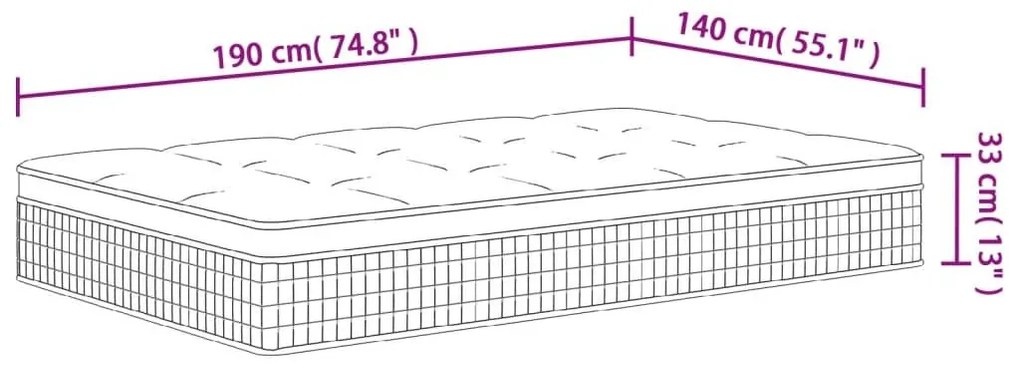 Στρώμα με Pocket Springs Μεσαία Plus Σκληρότητα 140x190 εκ. - Λευκό