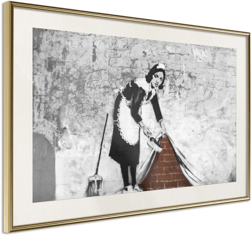 Αφίσα - Banksy: Sweep it Under the Carpet - 30x20 - Χρυσό - Με πασπαρτού