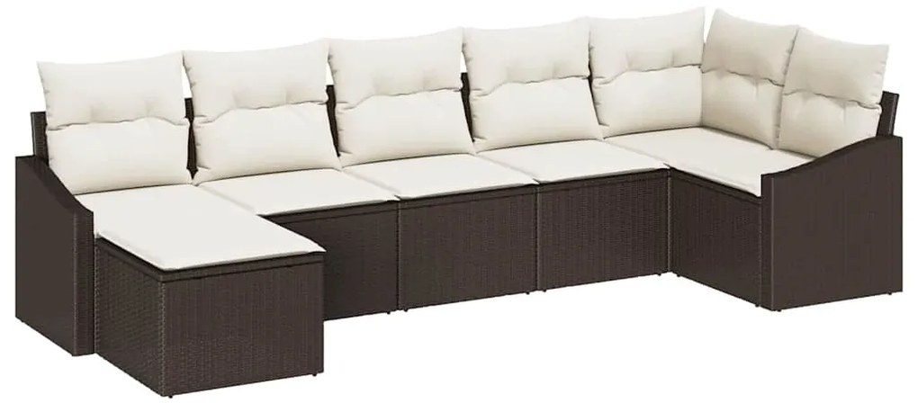 vidaXL Σέτ φαγητού για κήπο με μαξιλάρι 7 pcs Καφέ, Κρέμα