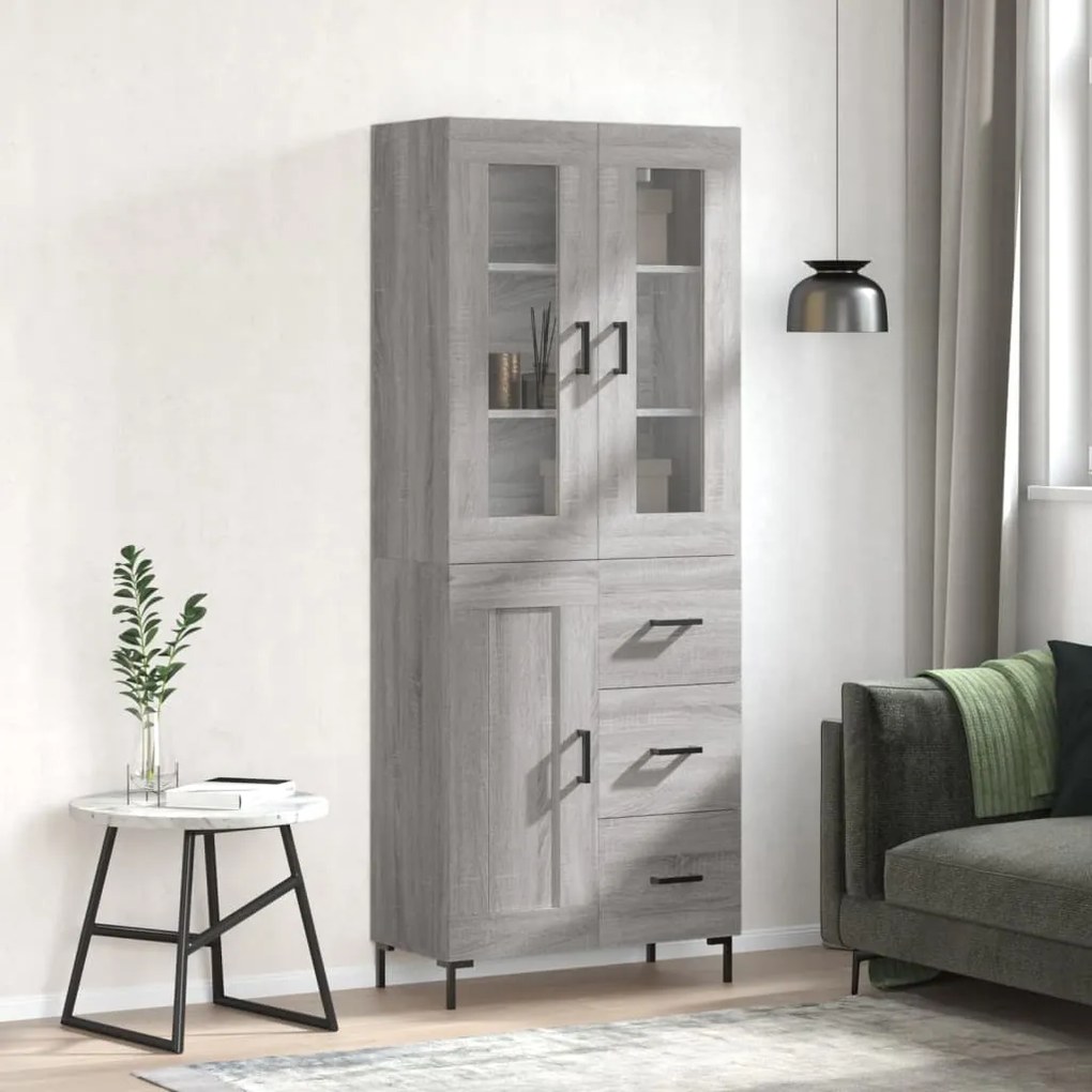 vidaXL Ντουλάπι Γκρι Sonoma 69,5 x 34 x 180 εκ. Επεξεργασμένο Ξύλο