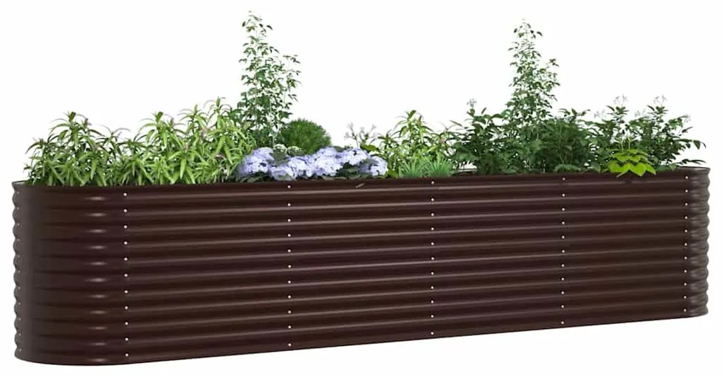 vidaXL Υπερυψωμένη Ζαρντινιέρα Καφέ 400 x 80 x 81 cm Ατσάλι