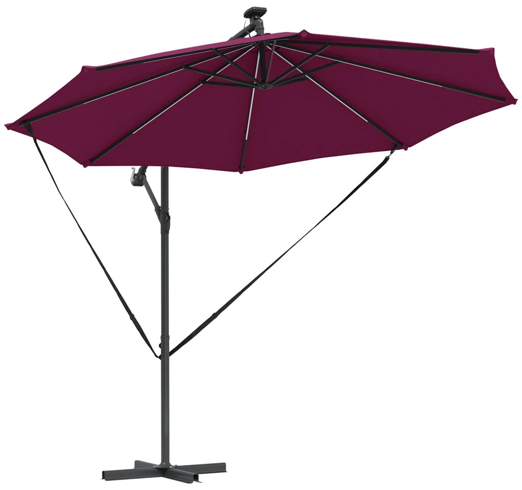vidaXL Ομπρέλα Cantilever Banana Μπορντό 294 x 294 x 248 cm