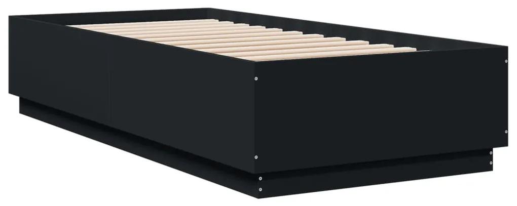 vidaXL Πλαίσιο Κρεβατιού με LED Μαύρο 100 x 200 εκ. Επεξεργ. Ξύλο