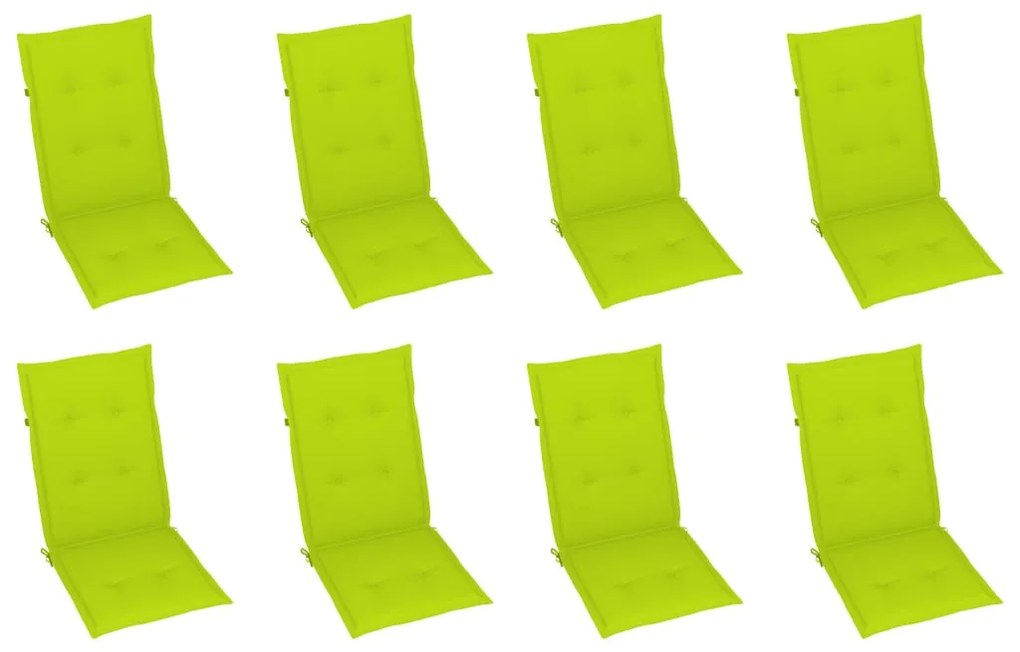 vidaXL Καρέκλες Κήπου Ανακλινόμενες 8 τεμ. Μασίφ Ξύλο Teak &amp; Μαξιλάρια