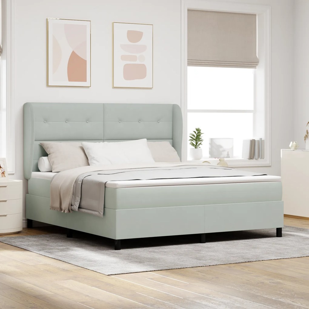 vidaXL Κρεβάτι με Στρώμα Light Grey 180x200 εκ. Βελούδο