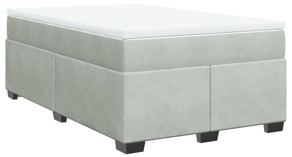 vidaXL Κρεβάτι Boxspring με Στρώμα Ανοιχτό Γκρι 120x190 εκ. Βελούδινο