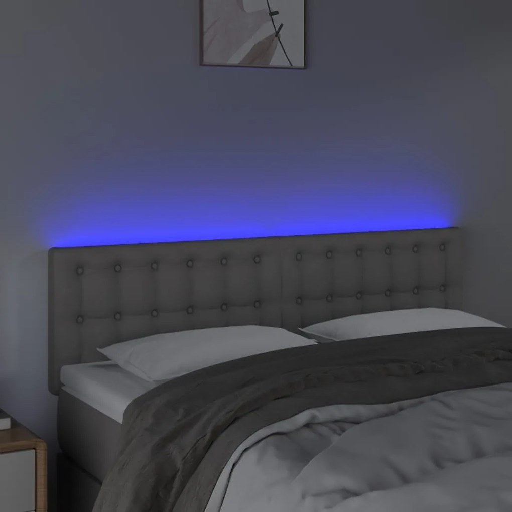 Κεφαλάρι Κρεβατιού LED Γκρι 144x5x78/88 εκ. από Συνθετικό Δέρμα 3121706