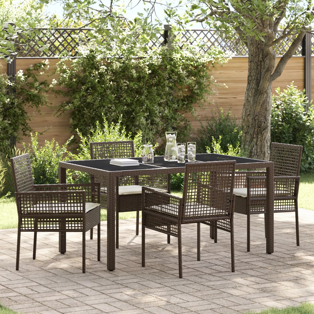 vidaXL Σέτ φαγητού για κήπο 5 pcs Καφέ 150 x 90 x 75 cm